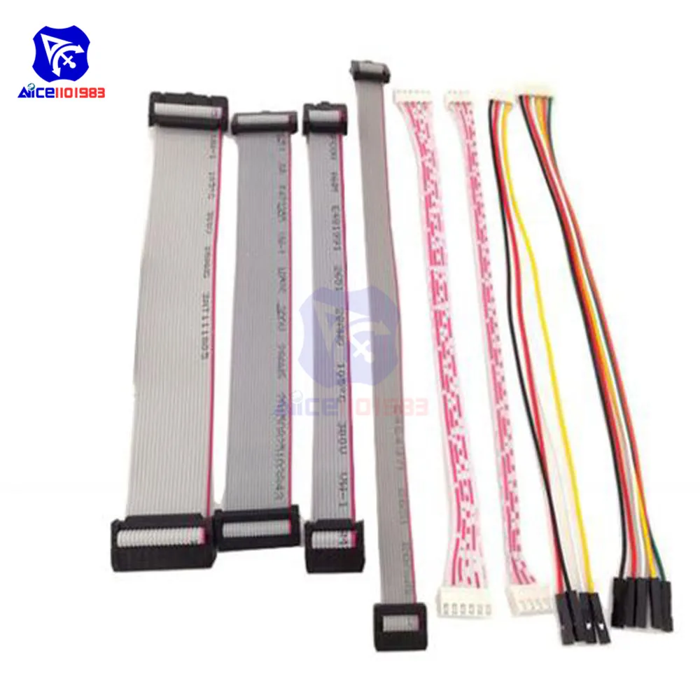 Data Cable Эмулятор V8 JTAG адаптер конвертер для J-Link с 8 шт. 4 Pin 6 Pin 10 Pin 20 Pin серый плоский кабель для передачи данных Dupont провод - Цвет: Data Cable