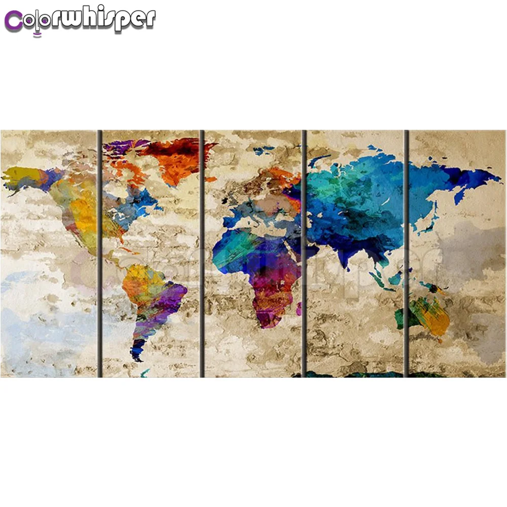 Алмазная живопись полноразмерная/круглая красочная карта мира на старинной