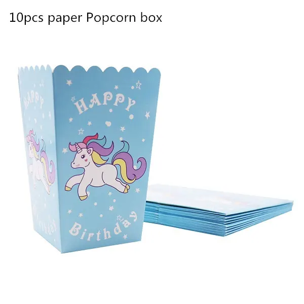 12 Unicorn Party Supplies Blue Color Unicorn Banner Plates Cups Napkin Cupcake Toppers Baby Shower Kids Birthday Party Decoration - Цвет: 12