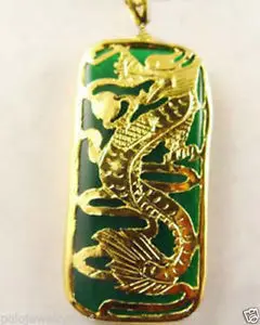 

Ожерелье с подвеской в виде дракона из натурального зеленого нефрита