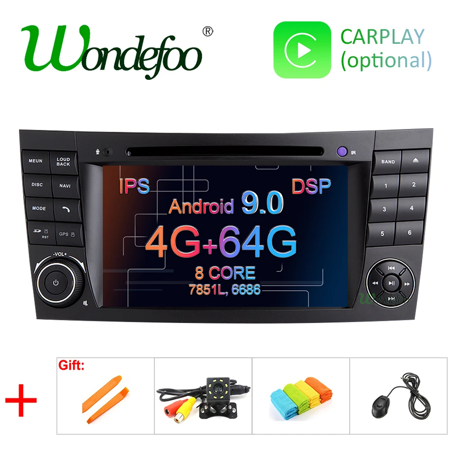Android 9,0 DSP ips 64G автомобильное радио gps для Mercedes Benz e-класс W211 E200 E220 E300 E350 E240 E270 E280 CLS класс W219 2 DIN DVD