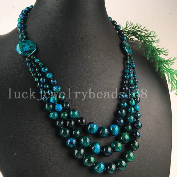 Бесплатная доставка модные ювелирные изделия 4 ~ 12 мм бусины из азурита ожерелье 19