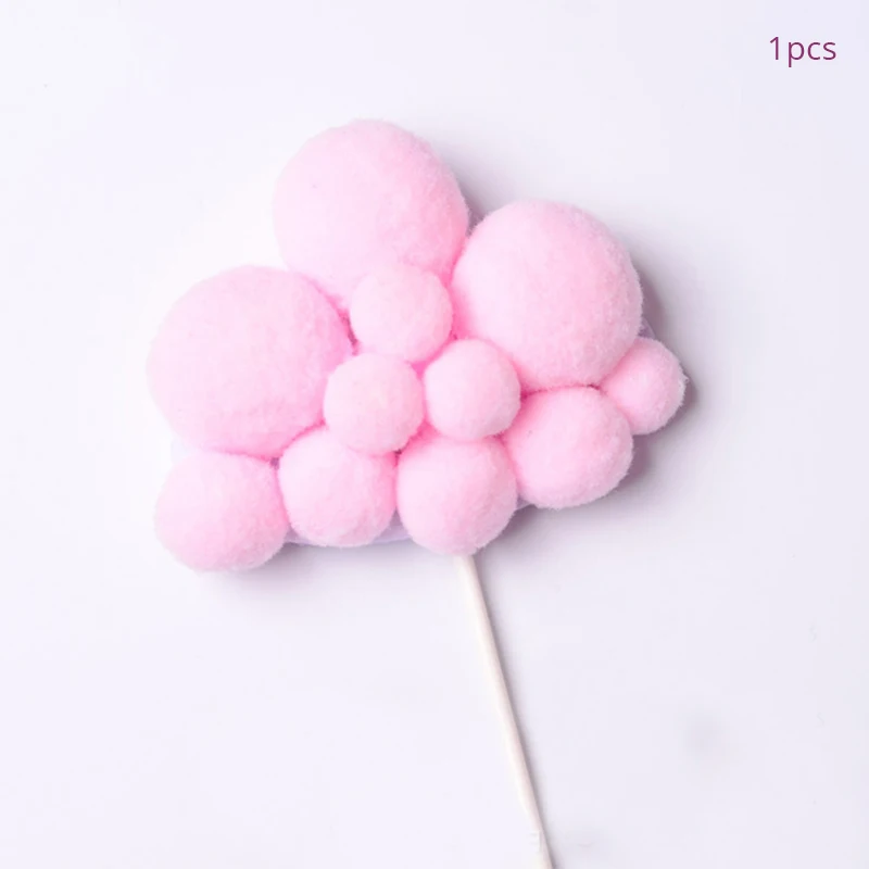Pink 2 1 Набор, топперы для торта, Радужные облака, воздушные шары, флажки для торта, кексы, топперы для детей на день рождения, радужные единороги, вечерние украшения для торта, babyshower - Цвет: Pink 2