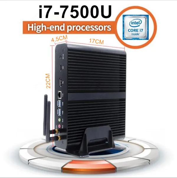Мини ПК Kaby Lake без вентилятора Intel Core i7 7500U Windows 10 Max 3 5 ГГц HD Graphics 620 4K HTPC Linux Kodi|mini pc
