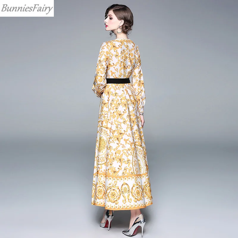 BunniesFairy 2019 Весна Леди Элегантный Королевский Винтаж Ретро Золотой барокко Пейсли