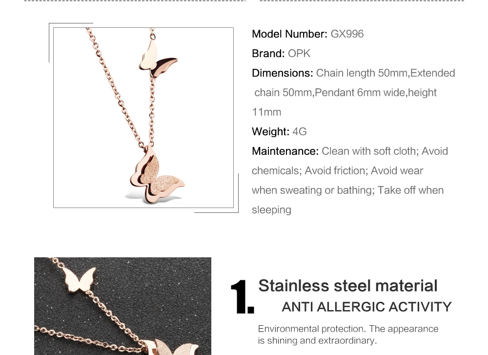 Бабочка ключицы женские ожерелья милые розовое золото ювелирные изделия из