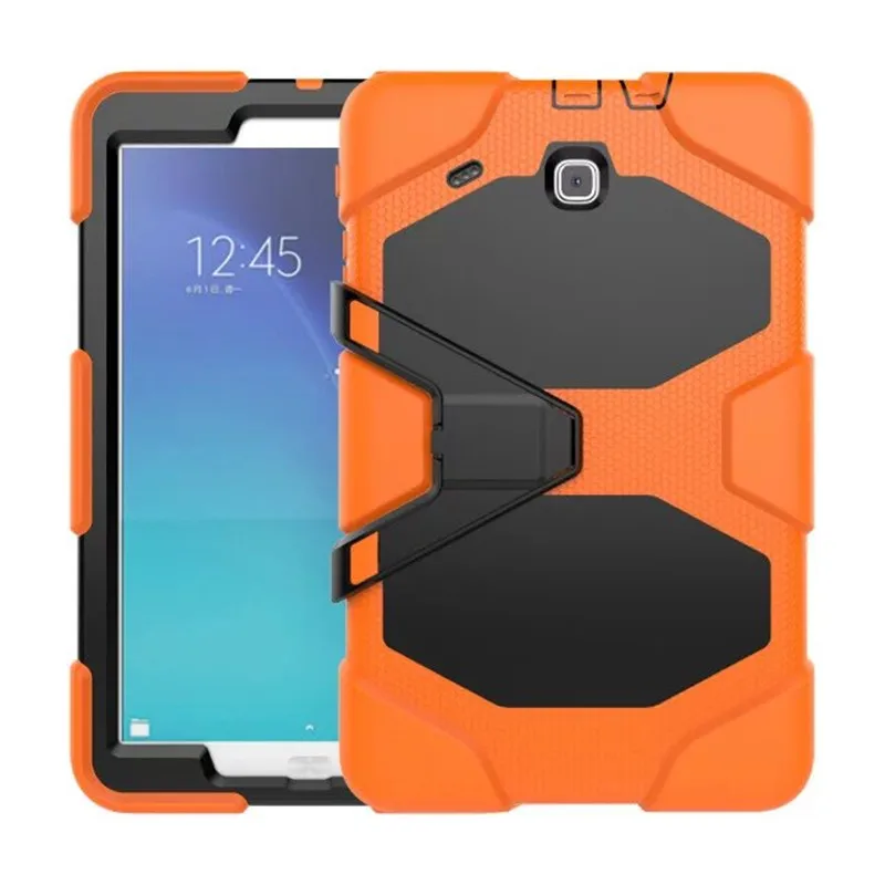 Orange Для samsung Galaxy Tab E 9,6 ''T560 T561 планшет противоударный жесткий чехол военный сверхпрочный силиконовый защитный чехол с подставкой - Цвет: Orange