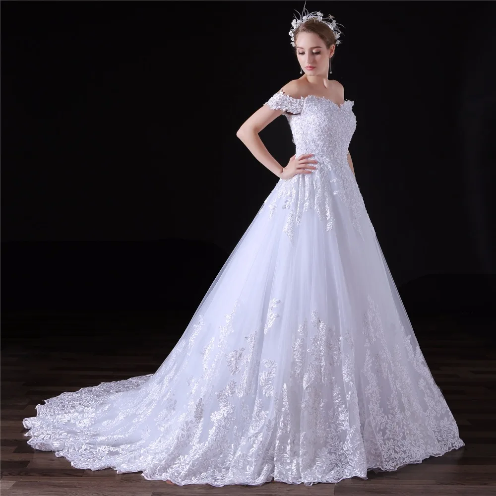 Vestido De Noiva свадебное платье с открытыми плечами бальное принцессы без рукавов