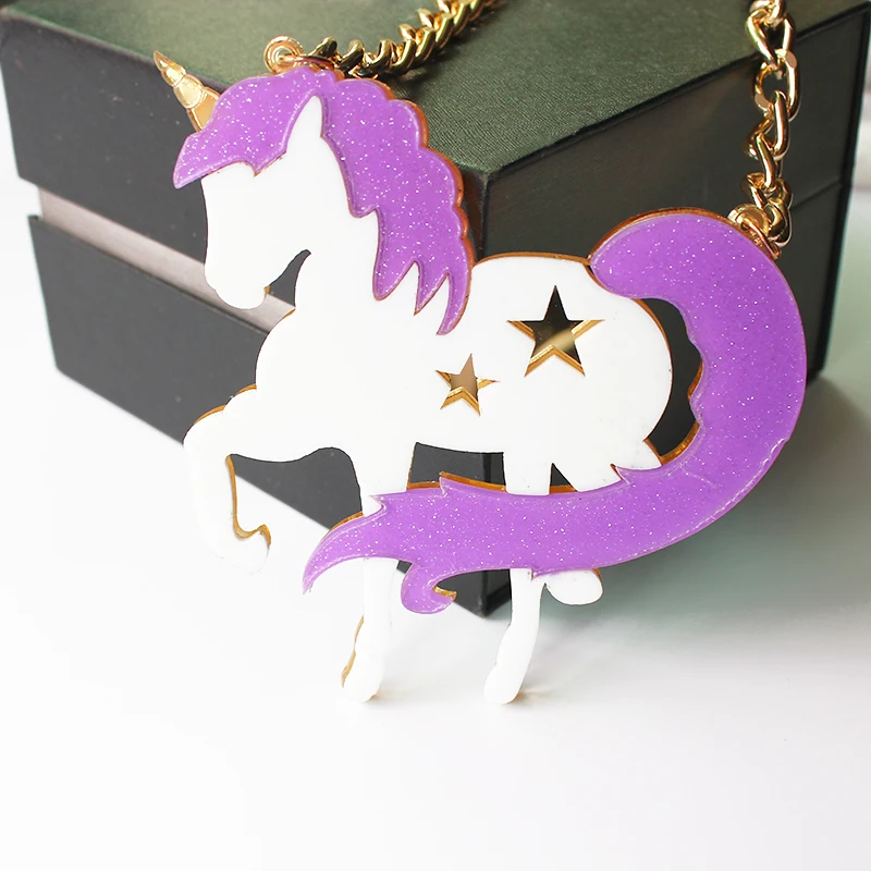 Модное большое акриловое ожерелье ISINYEE в виде единорога искусственной