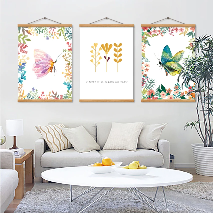 

SPLSPL Nordic Plant Leaf Canvas Poster Butterfly Decoration Wall Picture for Girls Room Decor Hd Print A4 Art Posters and Prints