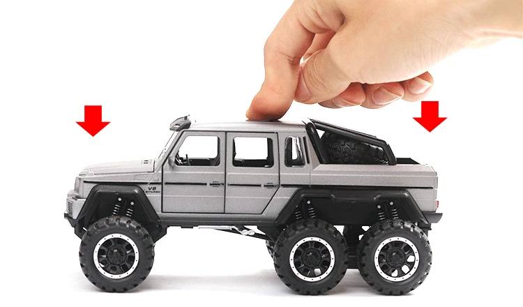 1:32 Масштаб металлический сплав классический BEN AMG G63 6X6 пикап Внедорожник внедорожника Вытяните назад Модель литые автомобили игрушки для детей