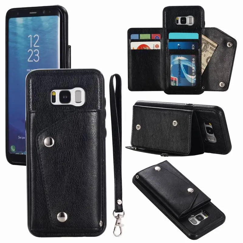 Откидной Чехол книжка с магнитной двойной защелкой для Samsung Galaxy S8 S9 S10 Plus Note 8 9 S7E