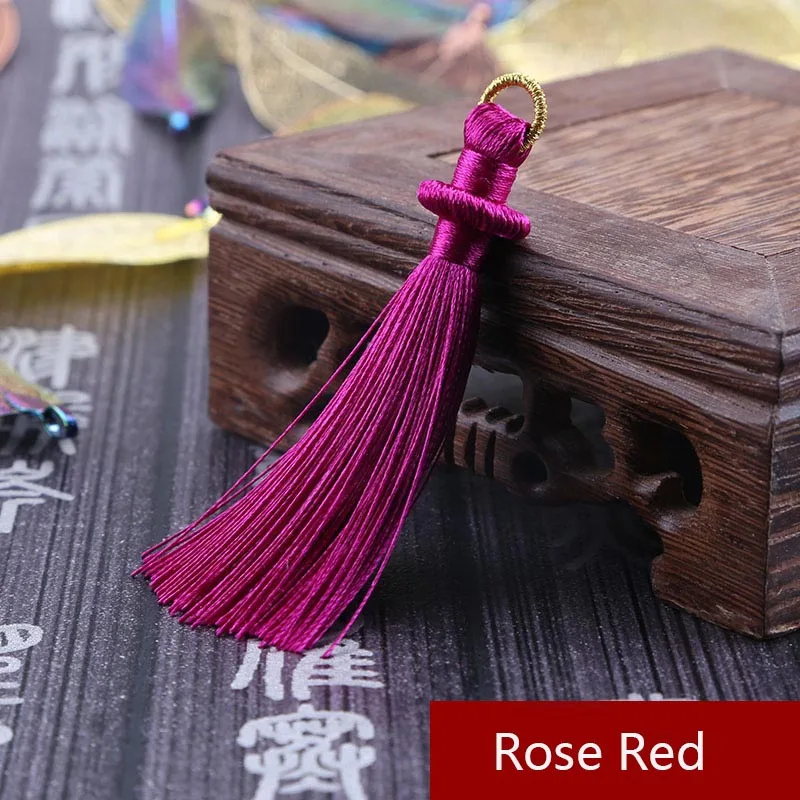 Rose Red Mibrow 5 шт./лот 8 см длинные разноцветные хлопковые шелковые шнуры с кисточками для сережек Очаровательная подвеска атласная кисточка для изготовления ювелирных изделий - Цвет: Rose Red