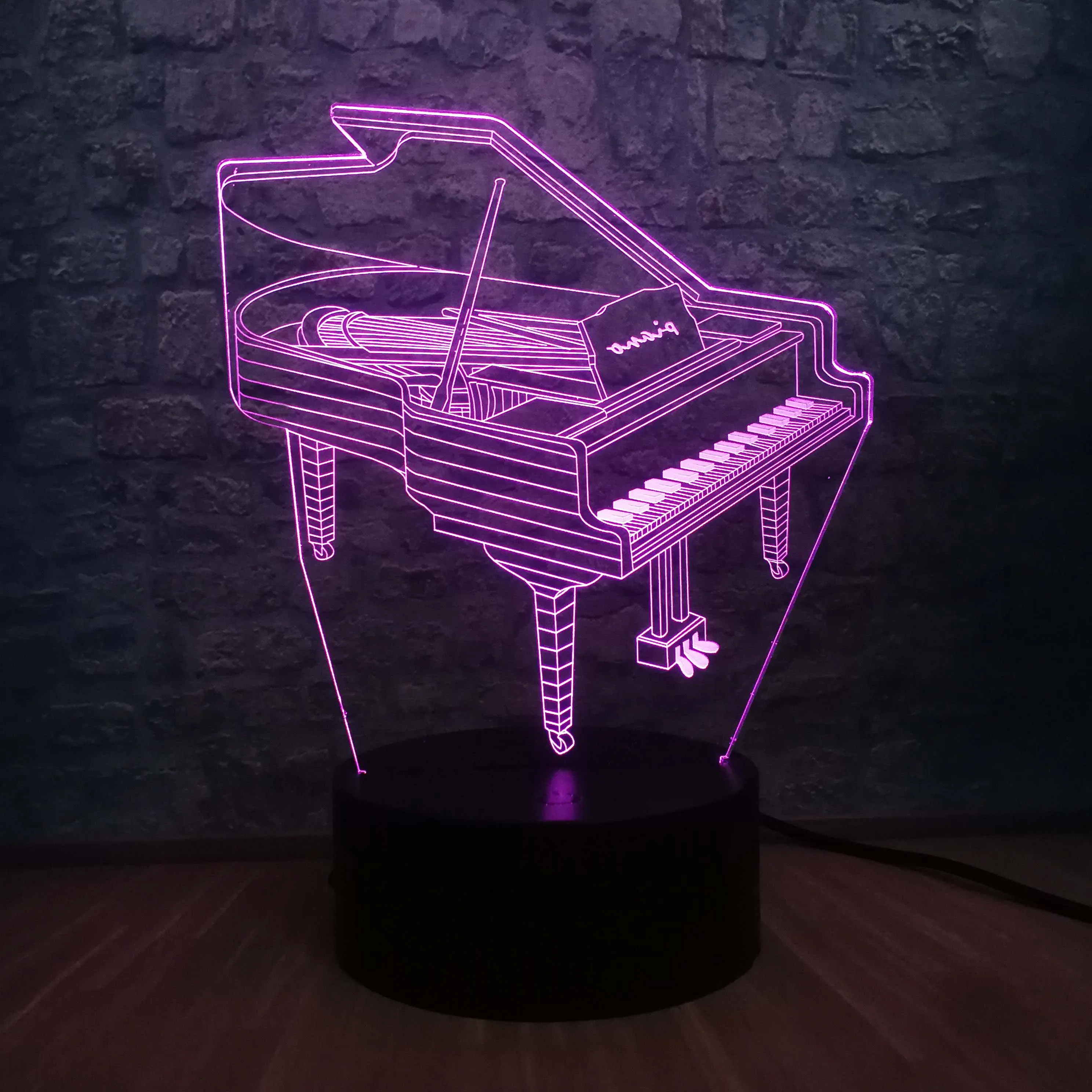 Музыкальный инструмент ретро пианино 3D USB светодиодный светильник 7 цветов лампа