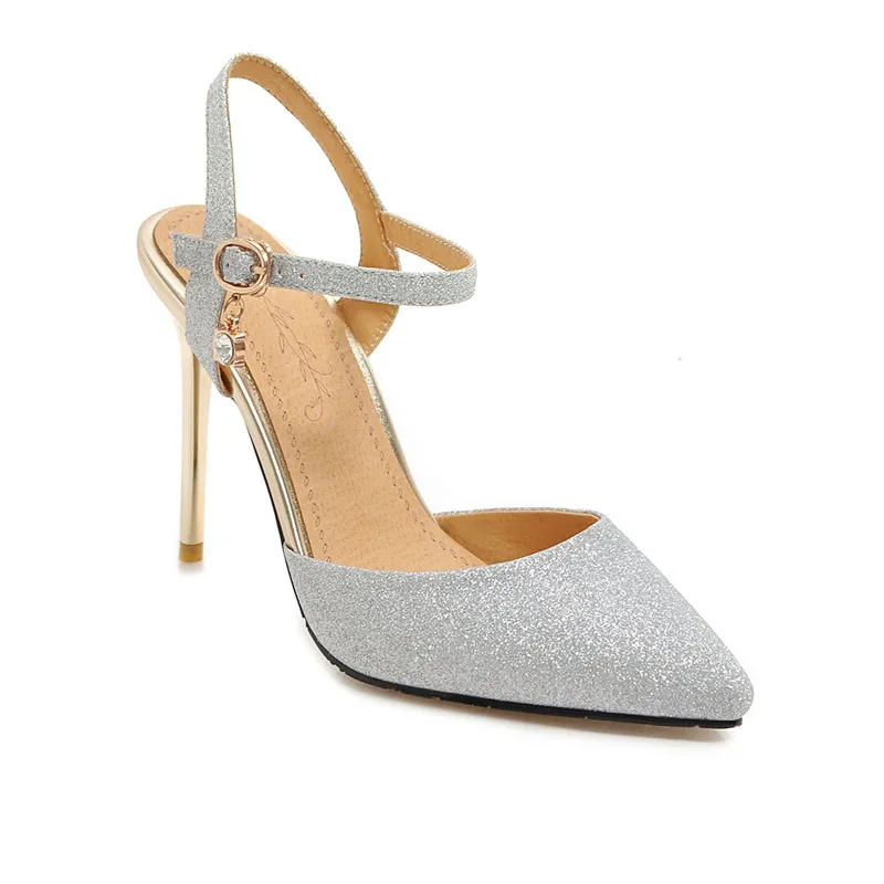 Женские босоножки на шпильке YMECHIC летние блестящие туфли с закрытым носком