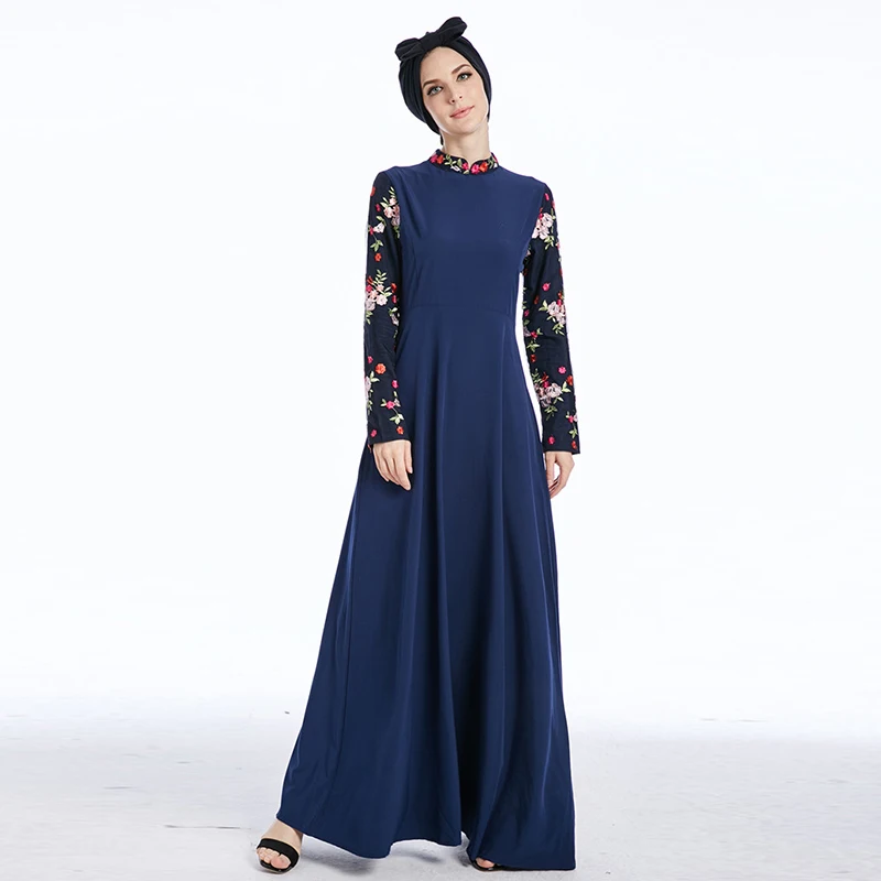 Buytiz ОАЭ сетки военно-морского флота мусульманских креп abaya Макси платье арабский