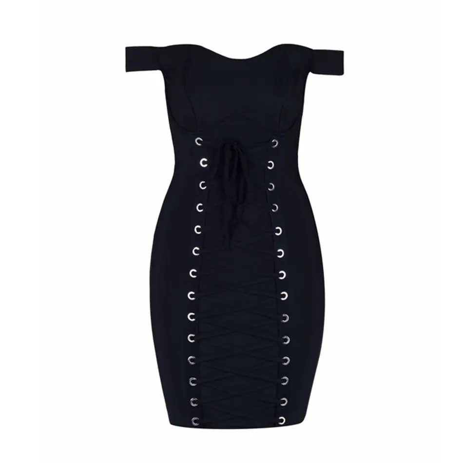 Newest Bandage Dress Women Celebrity Party Short Sleeve Slash Neck Off Shoulder Sexy Night Out Vestidos | Женская одежда