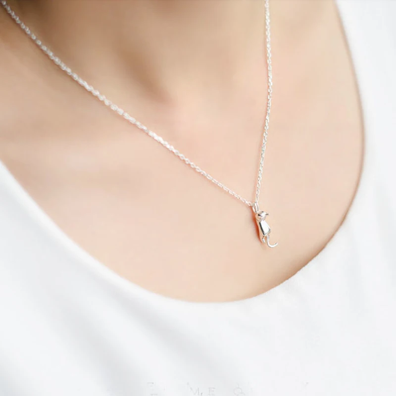 Милая цепочка с котенком или крестом Ювелирное Украшение цвета белого розового