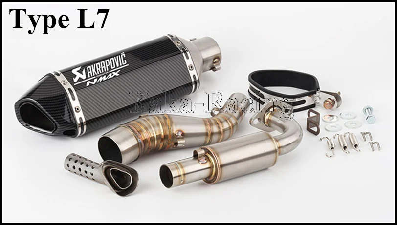 Type L7 Лазерный NMAX Akrapovic мотоцикл глушитель полная система скольжения Модифицированная Соединительная труба для Yamaha NMAX 125 NMAX 155 до - Цвет: Type L7