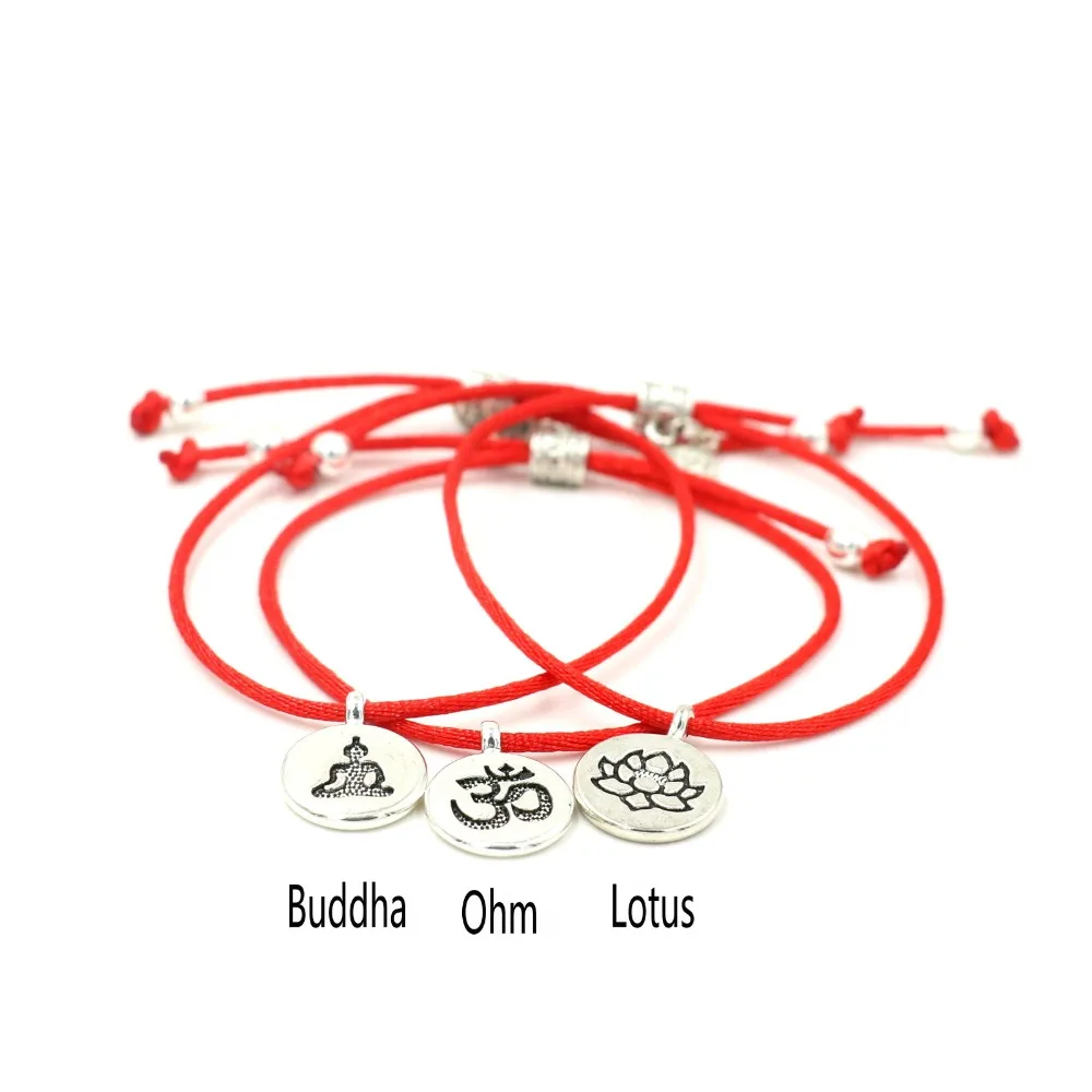 3 Набора женского очарования Браслет Микс Om Buddha Lotus Rope Braided Lovers Lucky Красная нить Браслеты Стринг Регулируемая Ювелирные изделия.