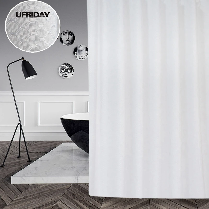 ufriday brand white waffle bathroom shower curtain waterproof thick polyester for hotel home decorative bath curtain bath screen free global shipping