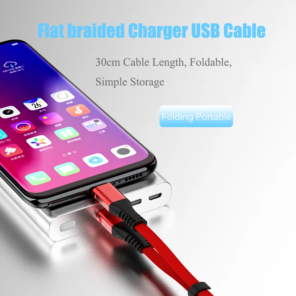30 см Micro USB кабель 2.4A телефон зарядное устройство кабель быстрой зарядки данных провод для iphone X samsung S10 Xiaomi huawei Портативный USB C шнур