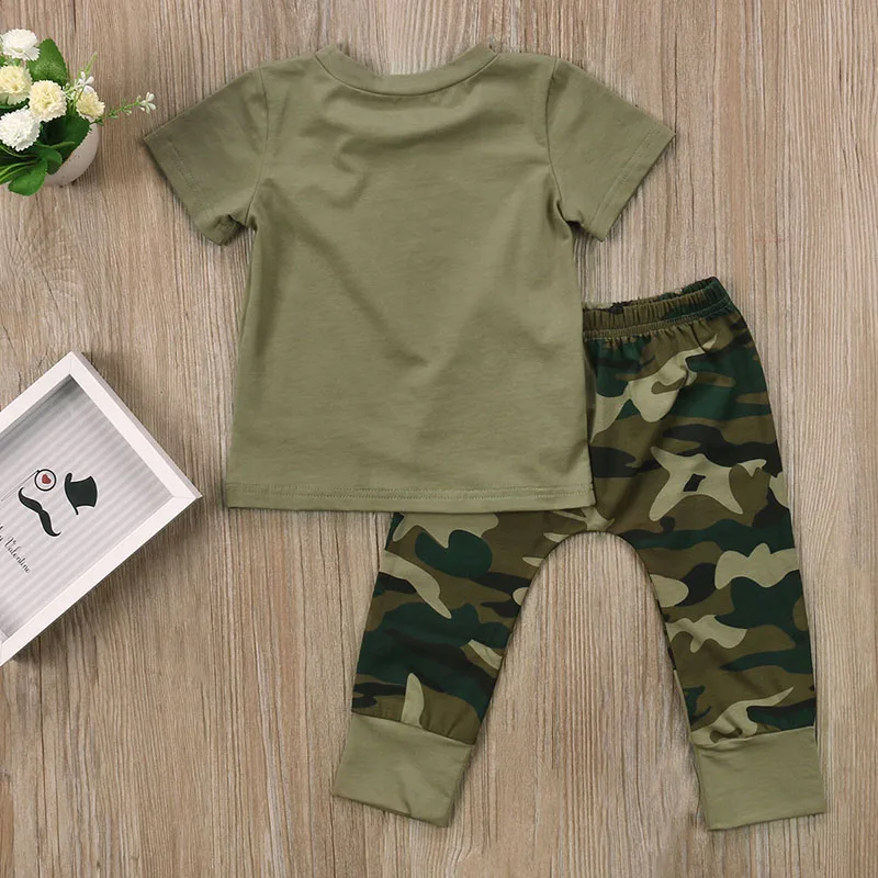 2017 New Camouflage Baby Clothes Daddy's Boy Girl Short Sleeve T-shirt Tops+Pant Outfit Toddler Kids Clothing Set 0-24M | Детская