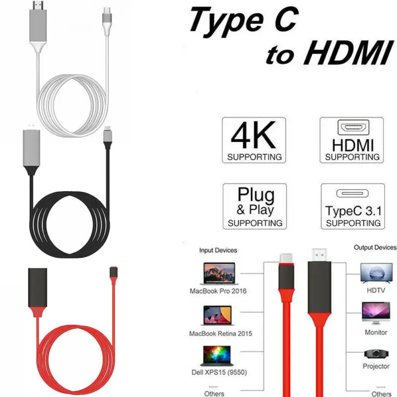 2M type C к USB HDMI HDTV AV tv 4K Кабель адаптер для samsung huawei Mate10 Pro|Переходники и адаптеры| |