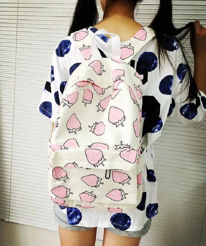 2016 Fruit Printing School Bag For Teenagers Girls Fashion Women Canvas Backpacks Shoulder Travel Rucksack Mochila Feminina |