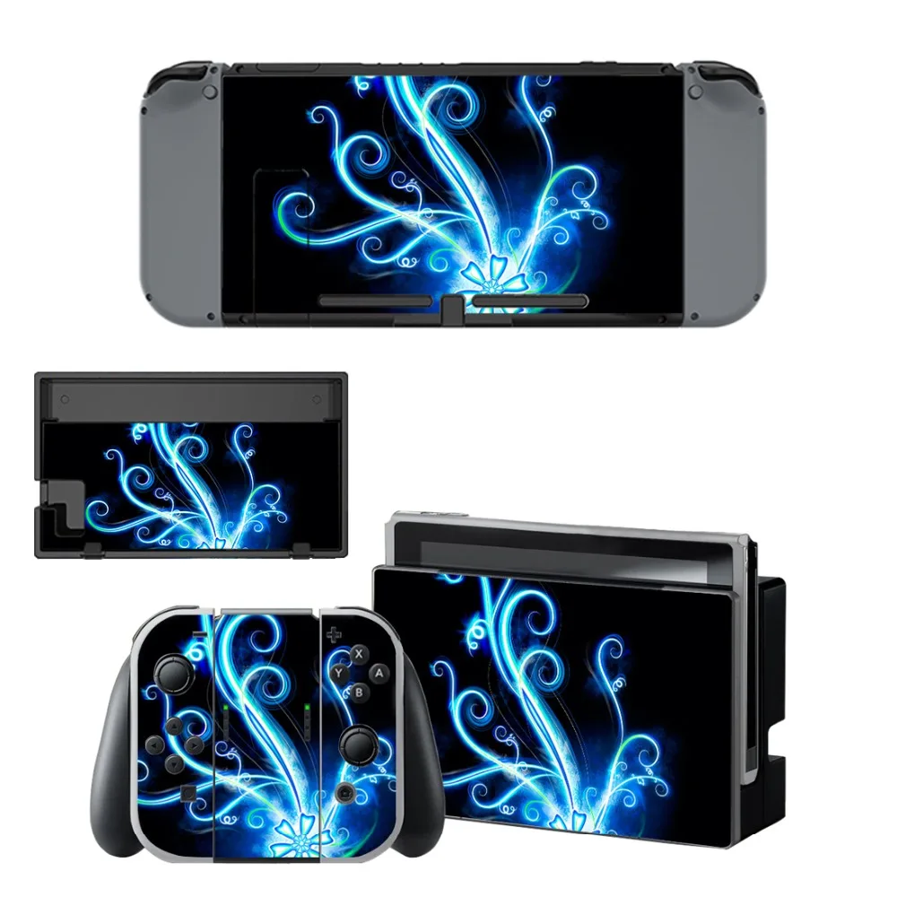 Виниловая наклейка Nintendo Switch для консоли и контроллера Blue Fire Devils|Наклейки| |
