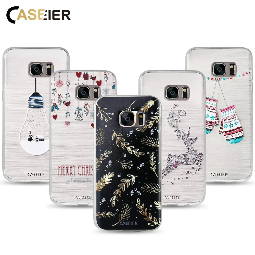 CASEIER Phone Case For Samsung S8 Plus S6 S7 Edge Note 8 9 Cases Soft Merry Christmas Cover S9 Funda Coques |