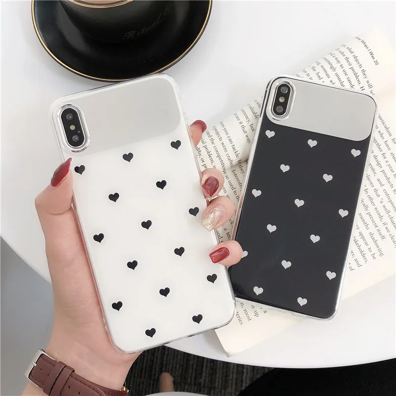 Colorful Love Heart Mirror Splicing Phone Case For iphone XS Max XR Cases X 7 6 6S 8 Plus Fashion Back Cover |