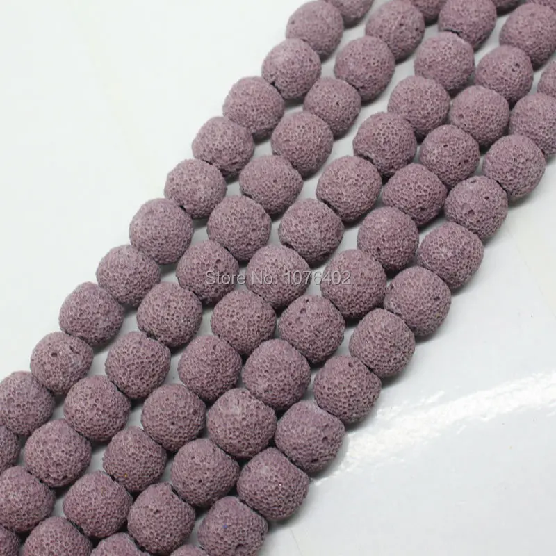 

Mini. order is $7! 10mm Purple Volcanic Lava Stone Round Loose Beads 15"