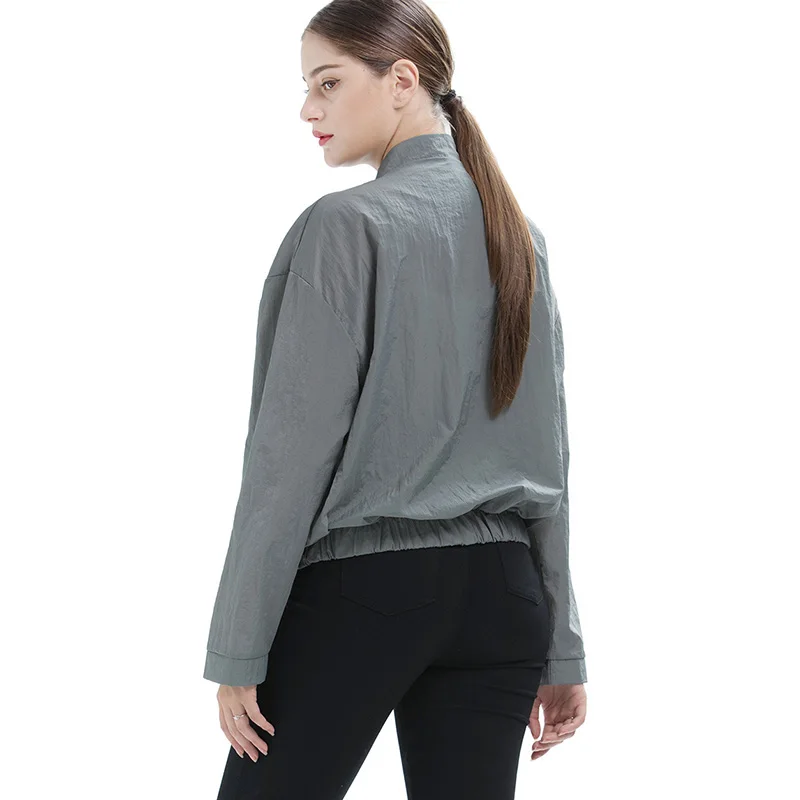 

Autumn Fashion Bomber Jacket Women Long Sleeve Basic Coats Casual Thin Slim Outerwear Asymmetric Ruffers Pilot Jackets 7Q1878