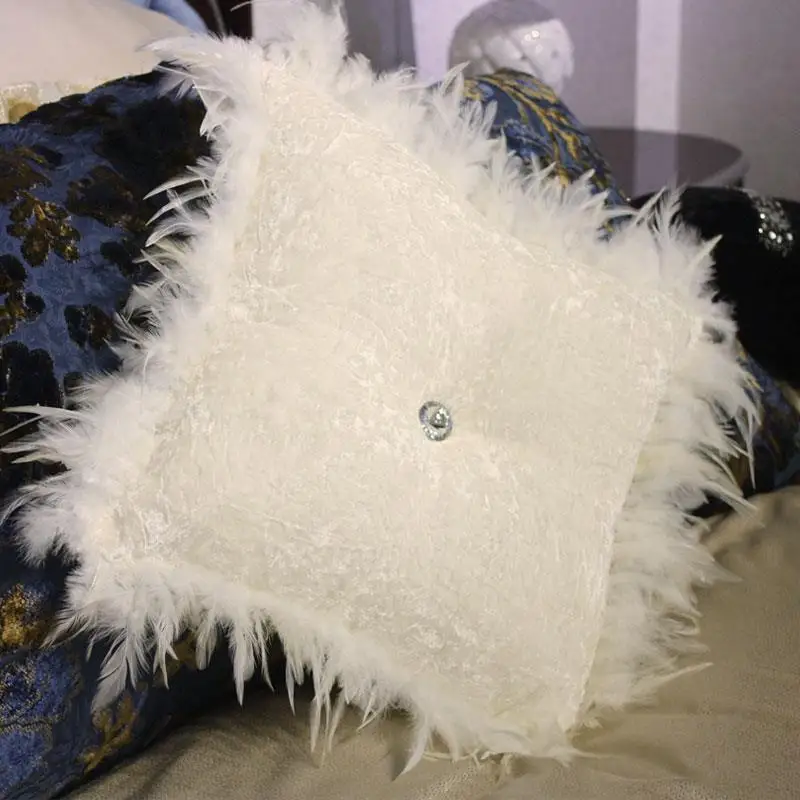 

Акция со склада Бархатная подушка с перьями подушка с наполнителем с алмазной кнопкой диванная подушка для кресла домашняя Dec оптовая прода...