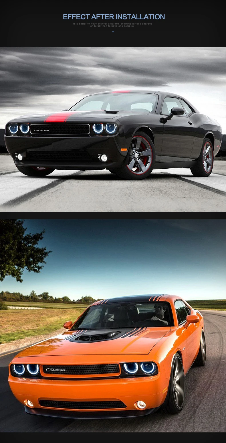 Vland автомобильный Стайлинг светодиодный фары для Dodge налобный фонарь для Challenger 2008- поворотный сигнал с светодиодный последовательный индикатор