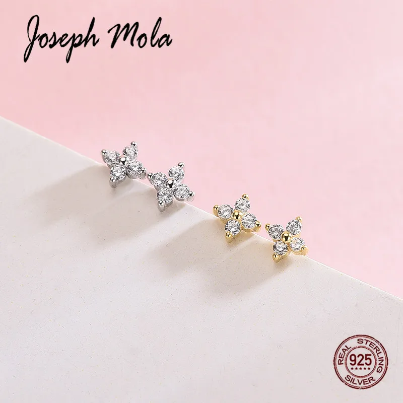 Joseph Mola 100% 925 пробы серебряные милые маленькие золотые цветовые серьги с цирконием