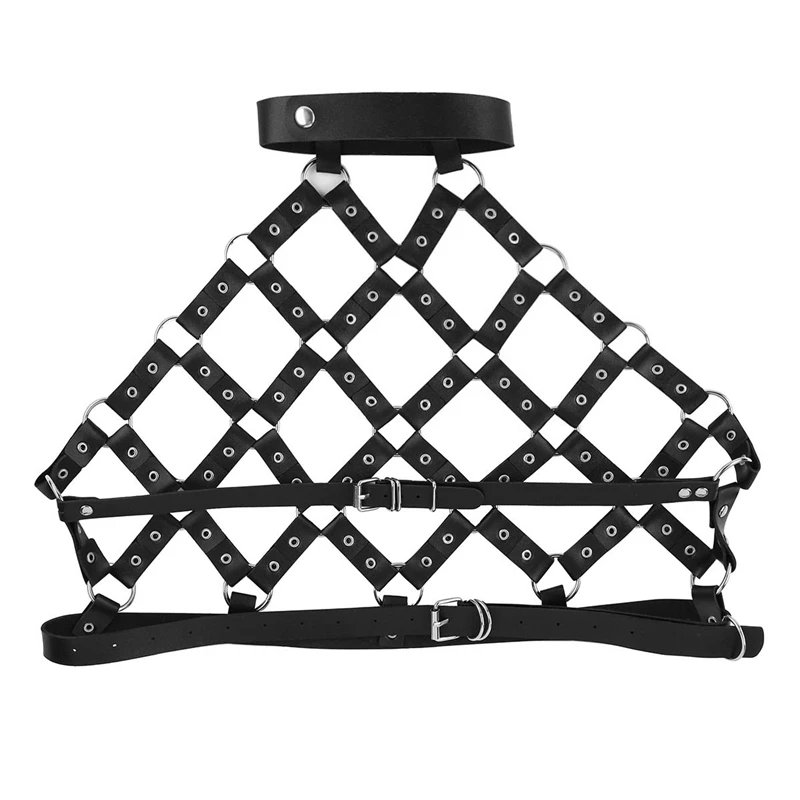 Кожаный жгут панк готический бюстгальтер Bralete пояс Сексуальная Сетка открытая блузка на бретелях бюстгальтер укороченный топ БДСМ экзотическое белье Клубная одежда для вечеринок