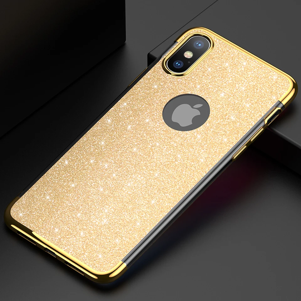 Блеск Чехол для iphone 7 6 6s 8 Plus X samsung примечание 9 S9 S8 S7 S6 край крышки ТПУ Силиконовые