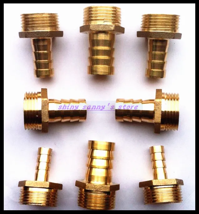 

10Pcs/Lot BG12-02 12mm-1/4" BSP Male Barbs Hose Brass Adapter Coupler Brand New