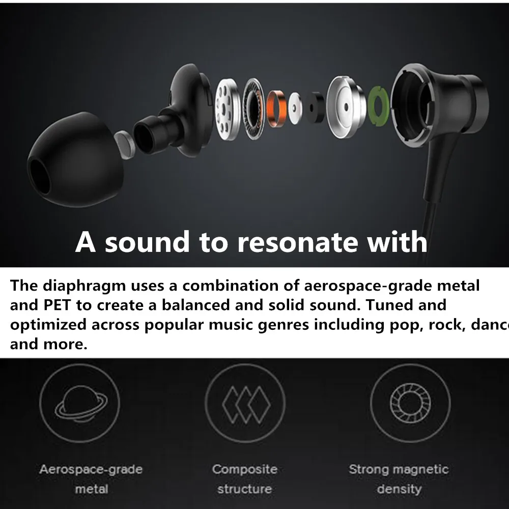 Оригинальные наушники Xiaomi Piston Fresh Mi алюминиевые проводные с управлением и