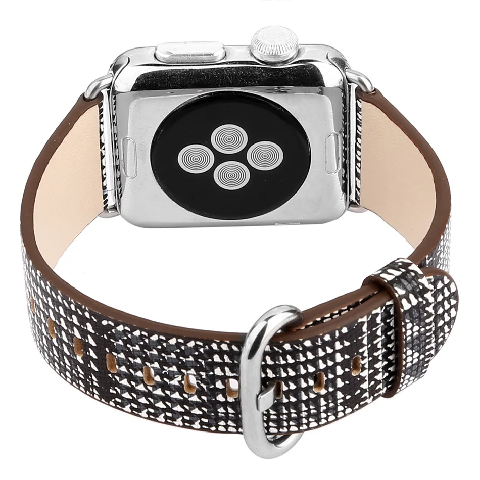 Ремешок из натуральной кожи для Apple Watch Band 42 мм 44 40 женский браслет с узором в виде