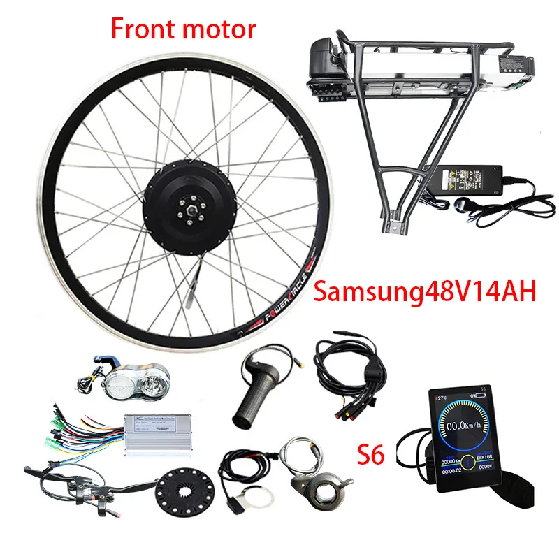Front 48V14AH S6 48V500W комплект для переоборудования электрического велосипеда с 48V12AH батареей для 2" 700C(28") моторное колесо электровелосипеда bicicleta eléctrica - Цвет: Front 48V14AH S6