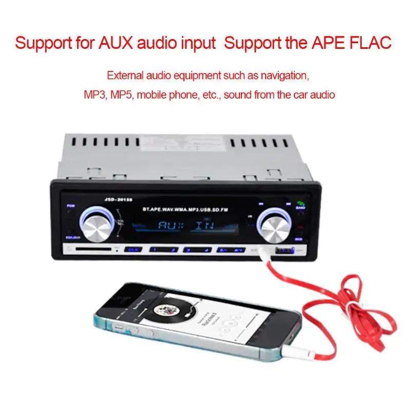 Автомобильный Радио стерео плеер Bluetooth телефон AUX IN MP3 FM/USB/1 Din/пульт