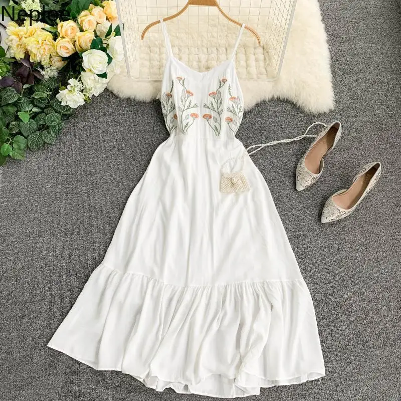 Neploe Лето 2019 женское платье сексуальный цветок топ с вышивкой Vestidos Винтаж v