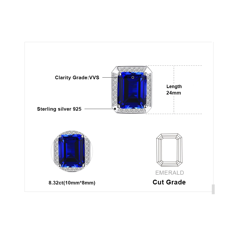 Jewelrypalace Для мужчин Роскошные 8.6ct создания Сапфир Свадебные Запонки 925 Щепка
