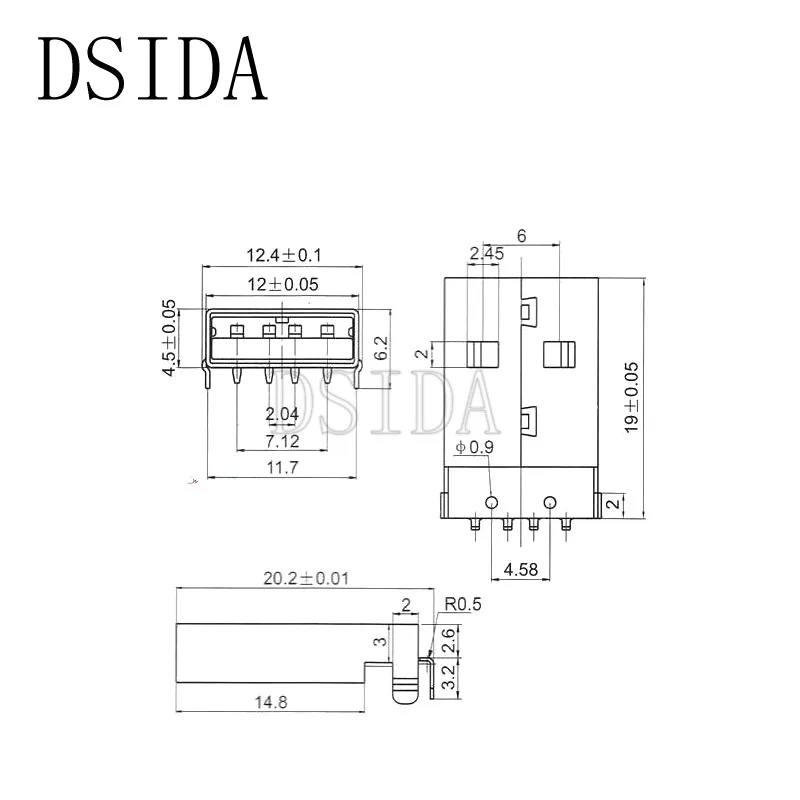 10 шт./лот USB 2 0 штекер тип A PCB разъем 90 градусов SMT DIP 4 контакта разъемы |