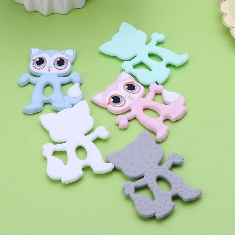 4 Colors Baby Teething Ring Teether Silicone Cute Big Eyes Cat Animal Baby Gift Teething Silicone Chew Children's Toys
