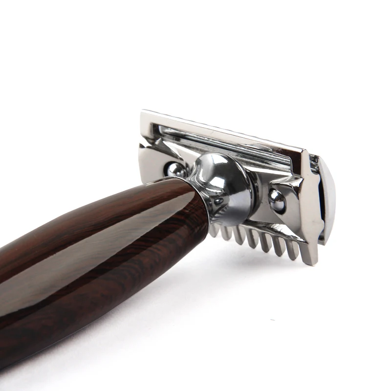 1 Razor 5 Blades Men Shaving Double Edge Razors Metal Blade Safety Imitation Wood Handle Manual Wet Shaver | Красота и здоровье
