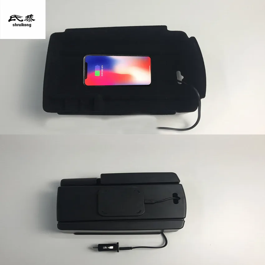 

1Lot 10W QI Mobile Phone Wireless Charging Charger Central Armrest Storage Box for 2016 2017 2018 KIA Sportage MK4